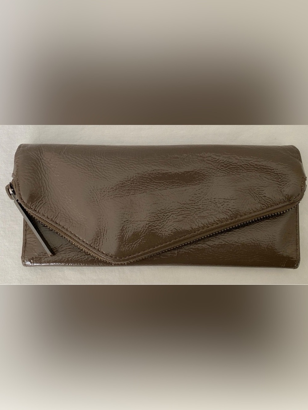 Hobo International GLAZED TAUPE LEATHER CLUTCH WALLET BAG Purse VGC